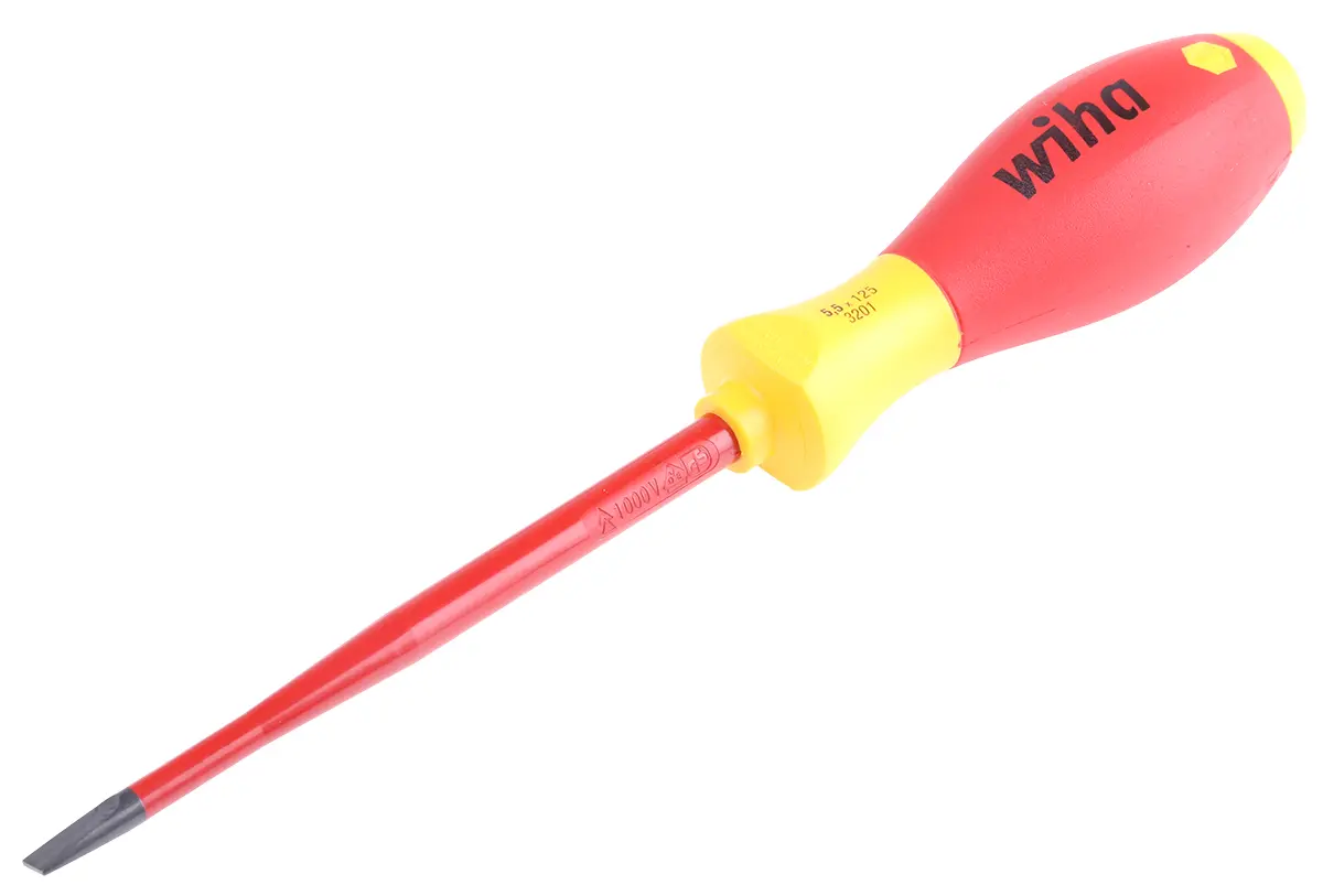 Produktfoto 1 von Wiha VDE 1000V zugelassen Isoliert, Chrom Vanadium Stahl, Molybdänstahl, 243 mm / Klinge 125 mm