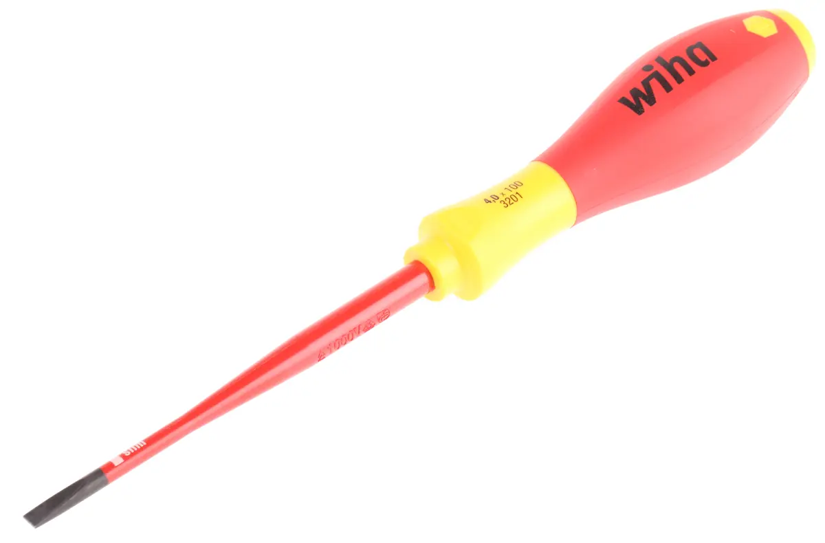 Produktfoto 1 von Wiha VDE 1000V zugelassen Isoliert, Molybdänstahl, Chrom Vanadium Stahl, 211 mm / Klinge 100 mm