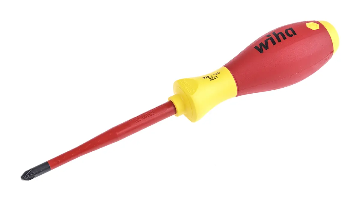 Produktfoto 1 von Wiha VDE 1000V zugelassen PZ2 Isoliert, Chrom Vanadium Stahl, Molybdänstahl, 218 mm / Klinge 100 mm
