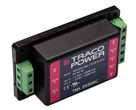 Produktfoto 1 von TRACOPOWER TML Schaltnetzteil 2 5V dc 20 W, Fahrgestell 264V ac
