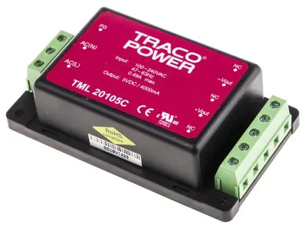 Produktfoto 1 von TRACOPOWER TML Schaltnetzteil 1 5V dc 20 W, Fahrgestell 264V ac