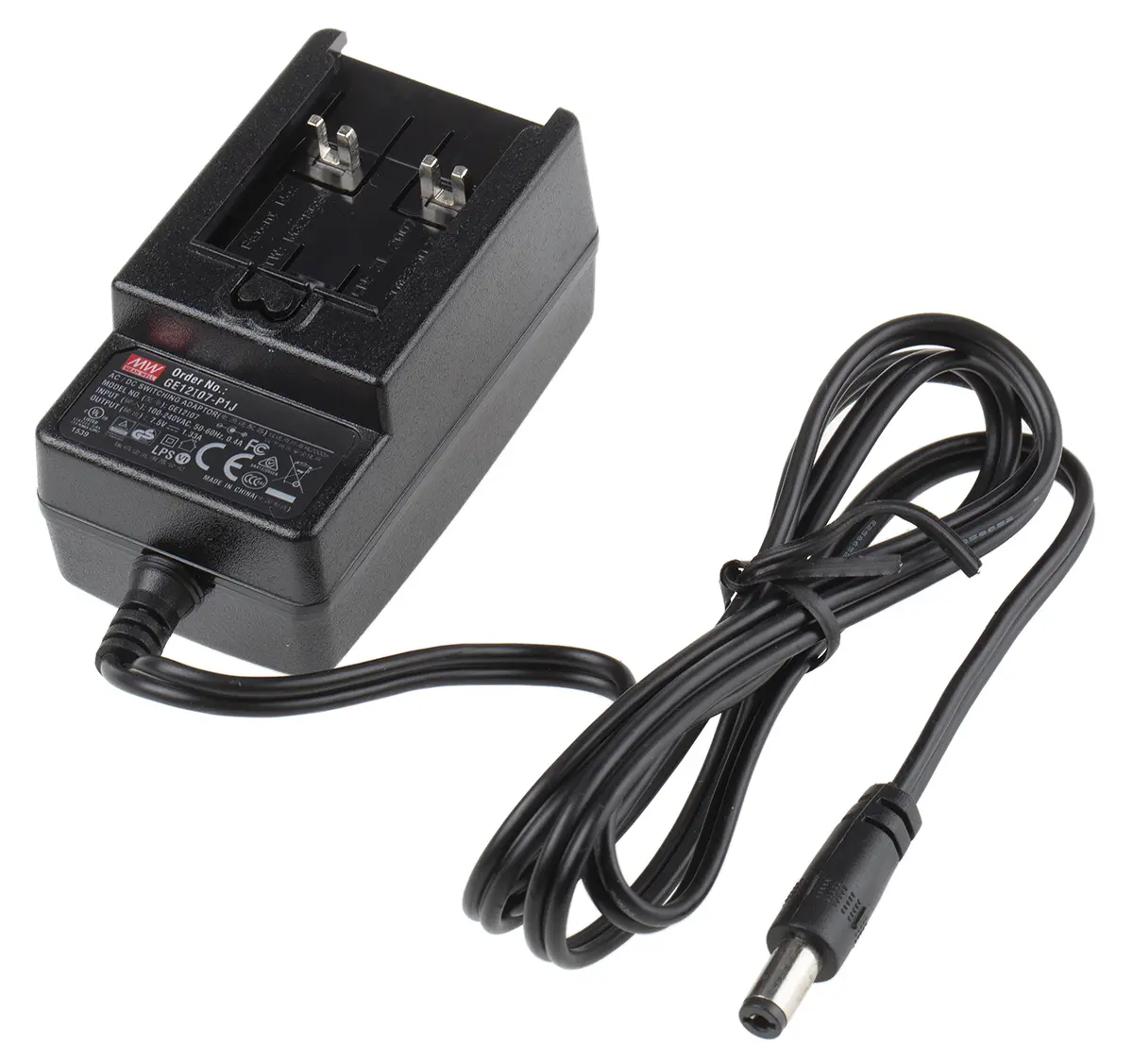 Produktfoto 1 von MEAN WELL Steckernetzteil AC/DC-Adapter 10W, 100V ac, 7.5V dc / 1.33A, Universal-Stecker