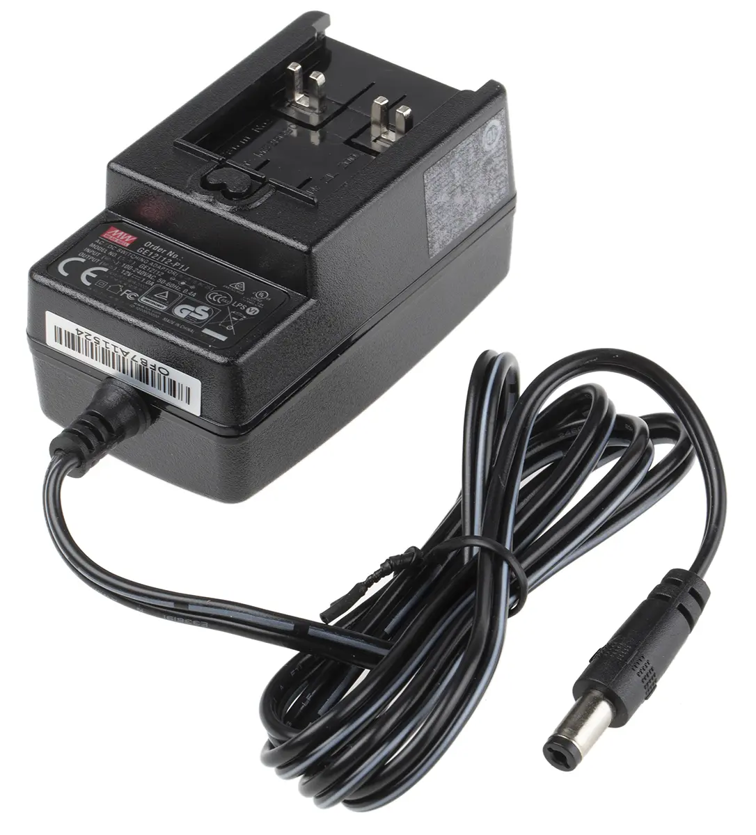 Produktfoto 1 von MEAN WELL Steckernetzteil AC/DC-Adapter 12W, 100V ac, 12V dc / 1A, Universal-Stecker
