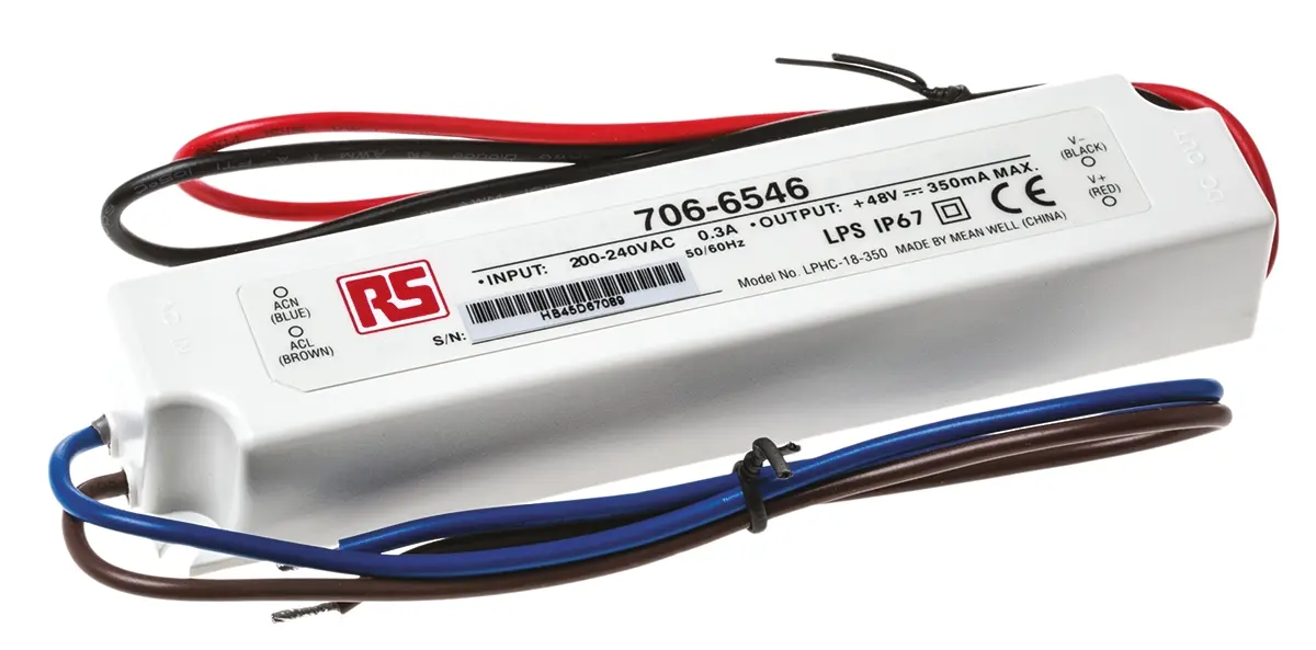 Produktfoto 1 von MEAN WELL LED-Treiber, 16.8 W 180 V ac, 264 V ac, 254V dc, 370 V dc LED-Treiber 350mA, Ausgang 48V, 6 V
