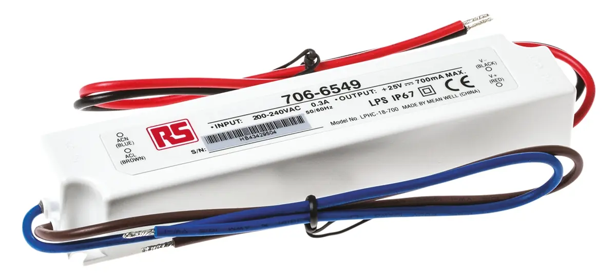 Produktfoto 1 von MEAN WELL LED-Treiber, 17.5 W 180 V ac, 264 V ac, 254V dc, 370 V dc LED-Treiber 700mA, Ausgang 25V, 6 V
