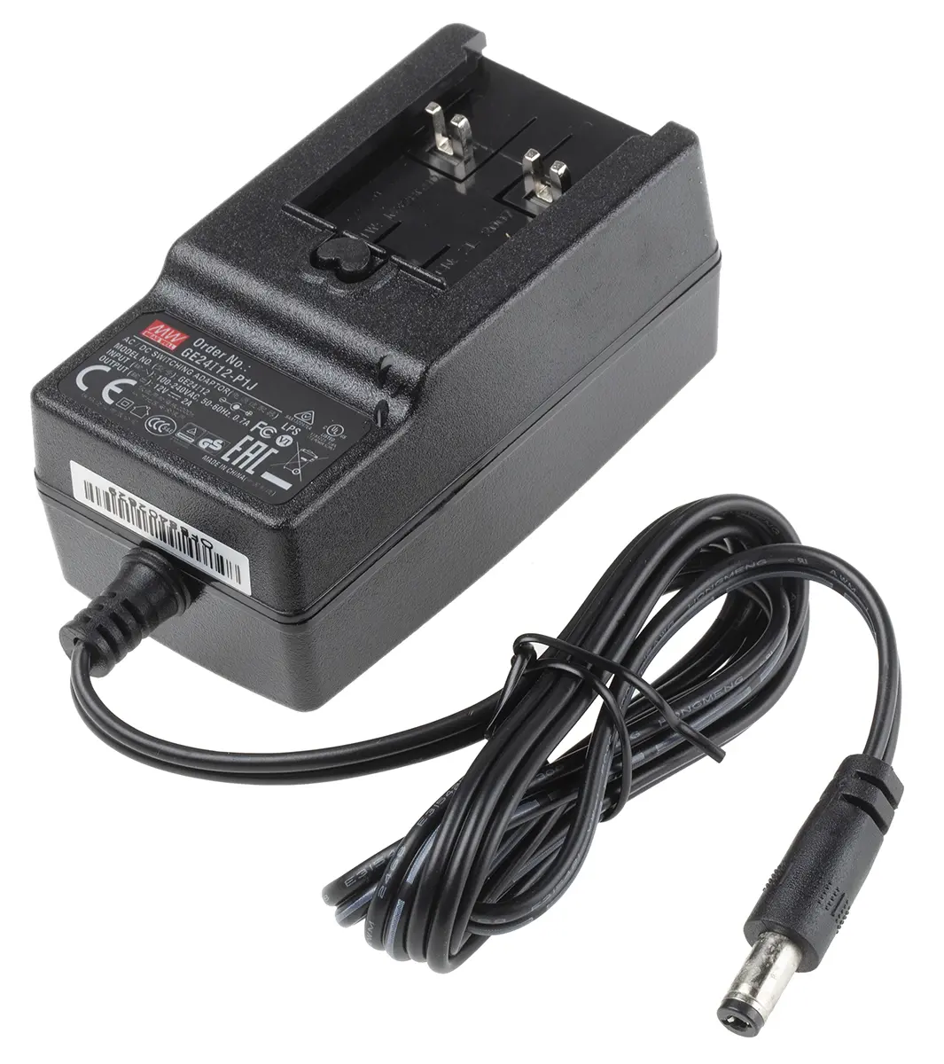 Produktfoto 1 von MEAN WELL Steckernetzteil AC/DC-Adapter 24W, 100V ac, 12V dc / 2A, EU-Netzstecker