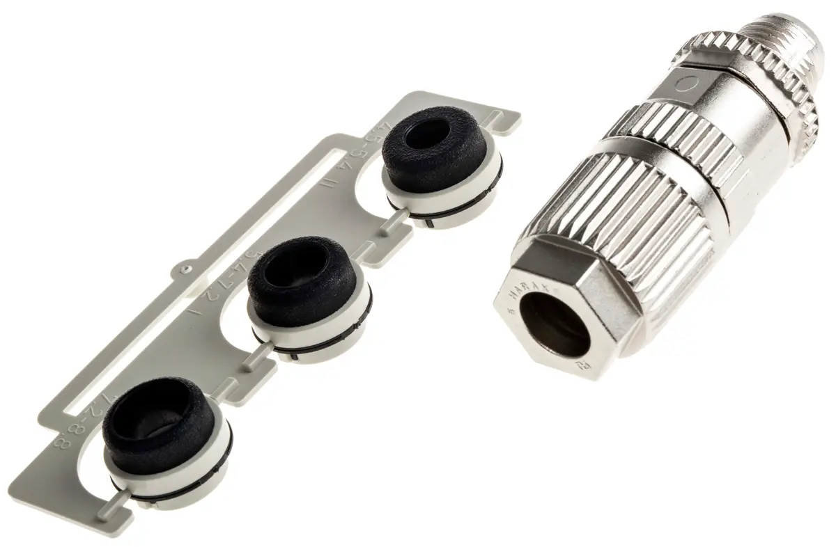 Produktfoto 1 von HARTING Harax M12 19.5 mm M12 Rundsteckverbinder Stecker 4-polig Stecker 4A Kabel IP65, IP40
