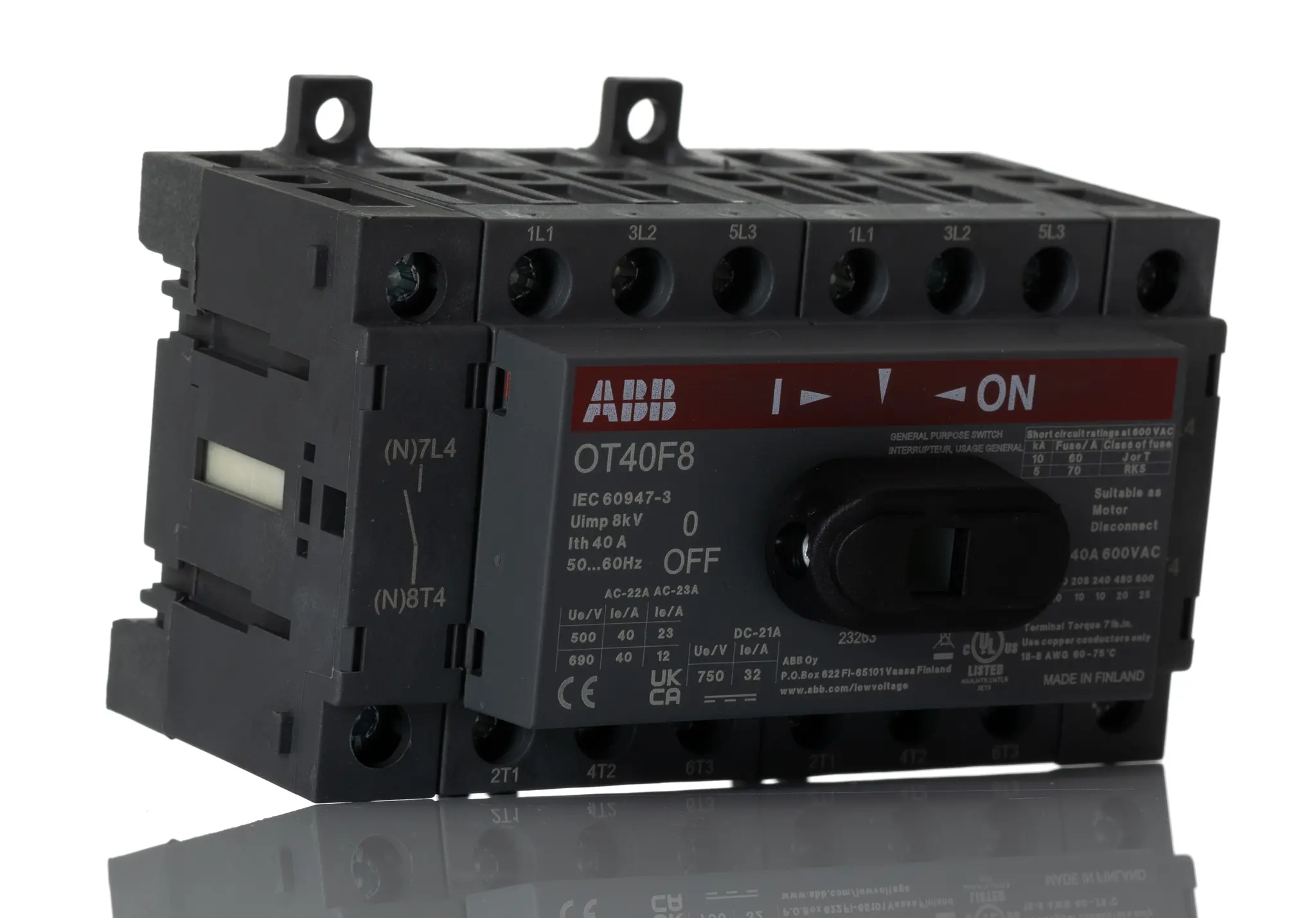 ABB OT Trennschalter 8-polig Basis 40A 75 kW Schwarz IP20