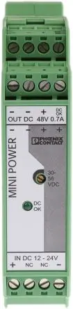 Produktfoto 1 von Phoenix Contact MINI-PS-12-24DC/48DC/0.7 DC/DC Konverter, 48V dc OUT 700 mA DIN-Hutschiene 32V dc 1.5 kV dc 33.6 W 70 °C