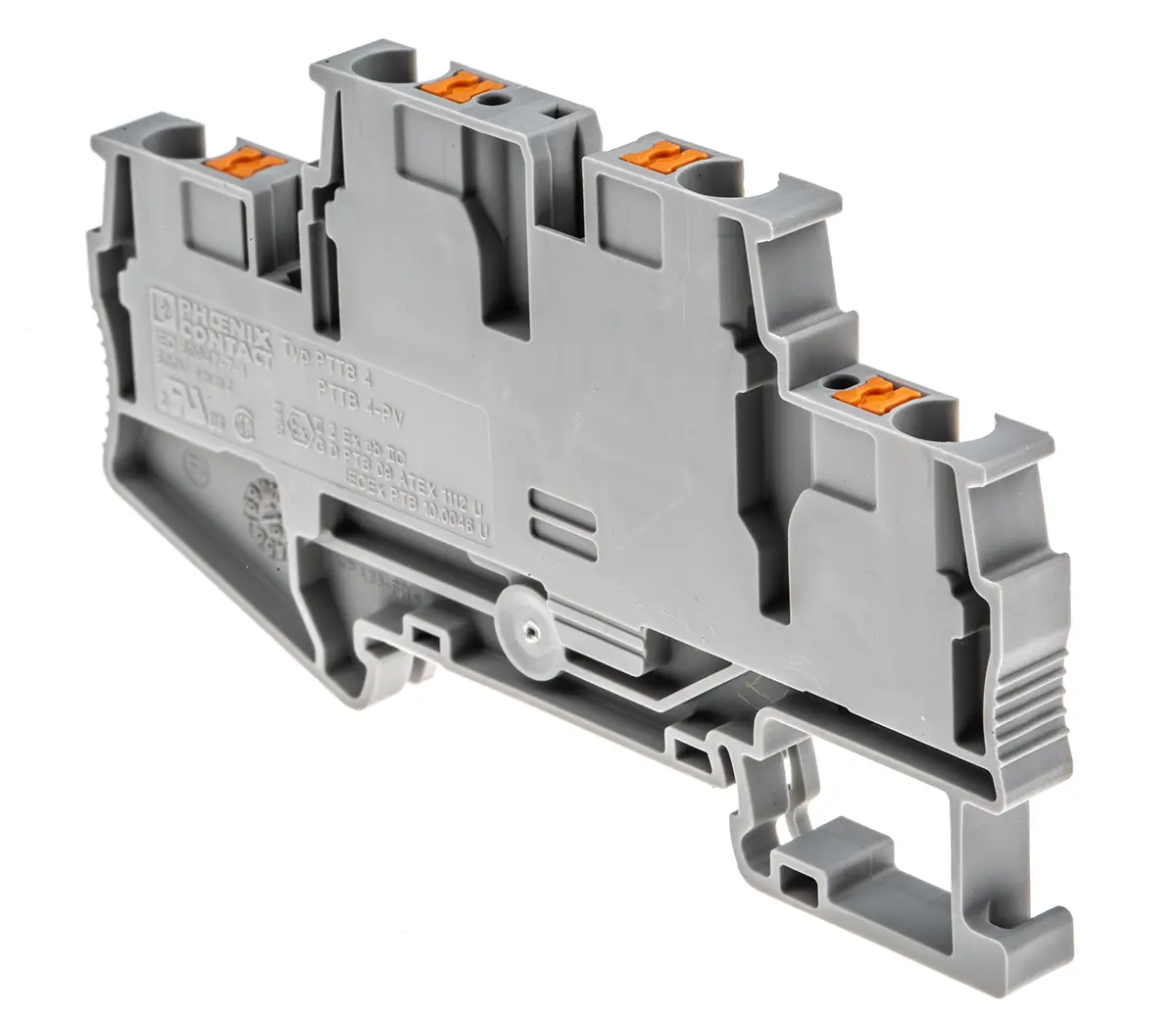 Produktfoto 1 von Phoenix Contact PTTB 4 Anschlussklemmenblock für Durchkontaktierung 2 Grau, 0.2 to 6 mm², 500 V Einsteck-Anschluss