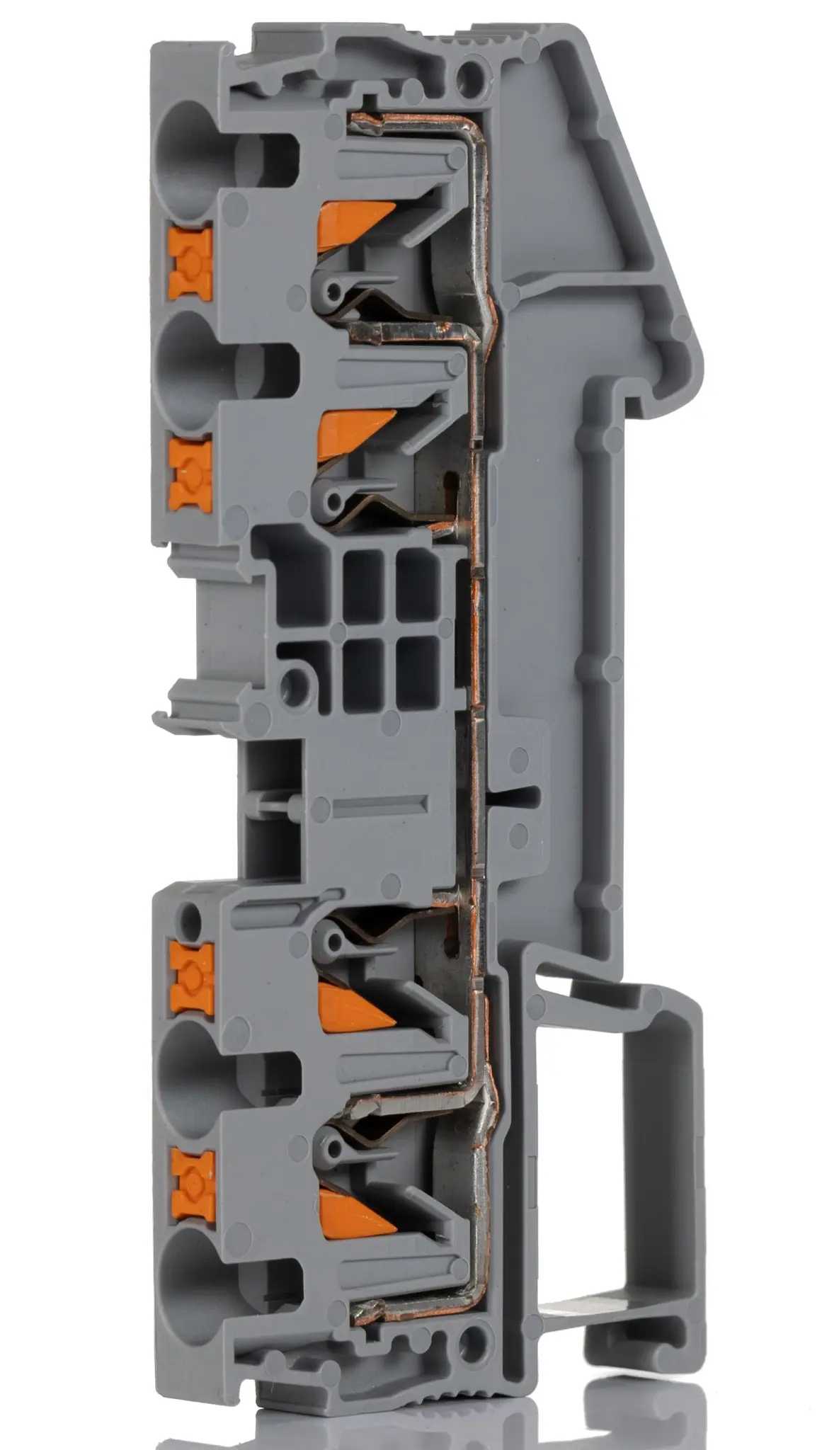 Produktfoto 1 von Phoenix Contact PT 4-QUATTRO Anschlussklemmenblock für Durchkontaktierung 1 Grau, 0.2 to 6 mm², 800 V Einsteck-Anschluss