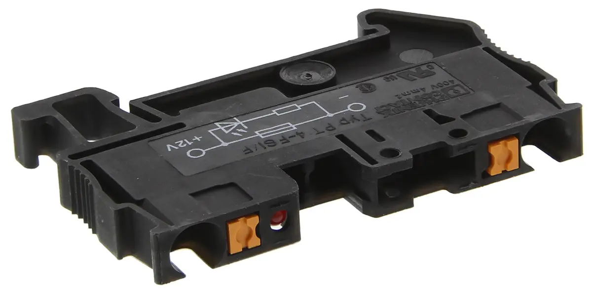 Produktfoto 1 von Phoenix Contact PT 4-FSI/F-LED 12 Reihenklemme mit Sicherungshalter 1 Schwarz, 0.2 to 6 mm², 12 V Einsteck-Anschluss