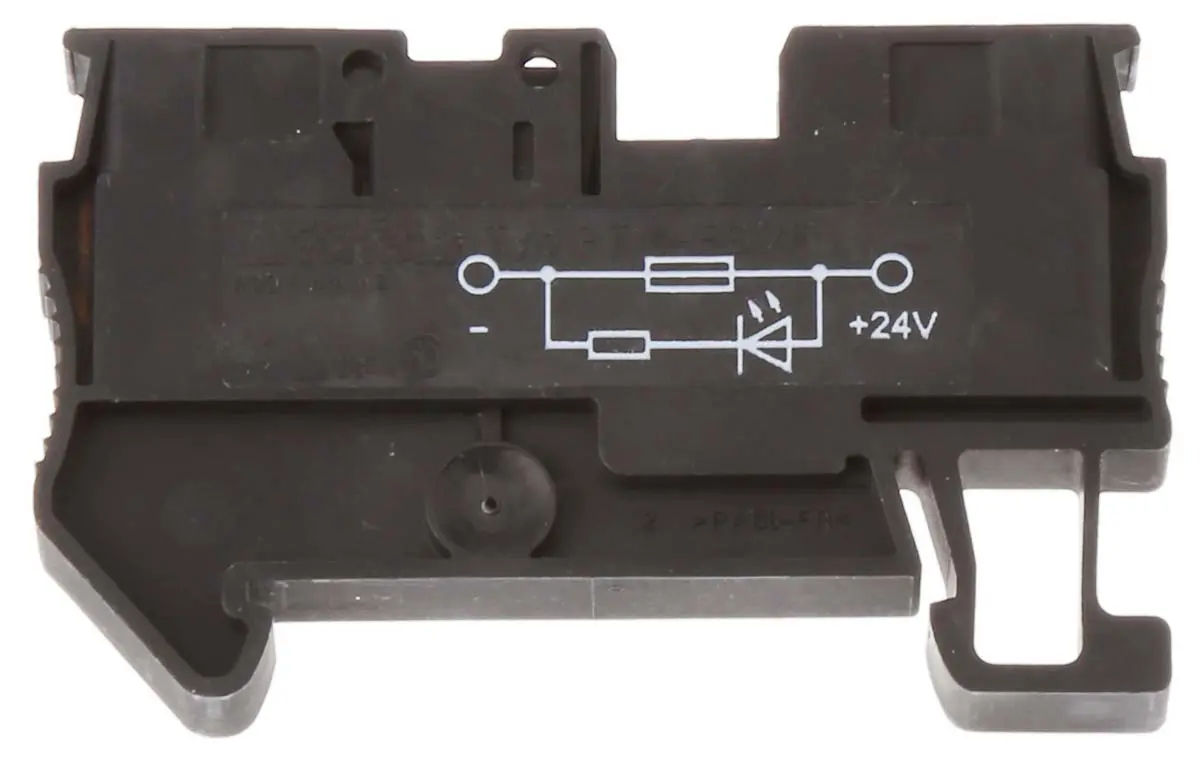 Produktfoto 1 von Phoenix Contact PT 4-FSI/F-LED 24 Modularer Sicherungs-Anschlussklemmenblock 1 Schwarz, 4mm², 24V Einsteck-Anschluss