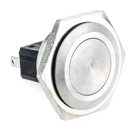 Produktfoto 1 von Bulgin Druckschalter Tastend Panel Ø 25.8 mm, SPST / 5A 250 V ac, IP66