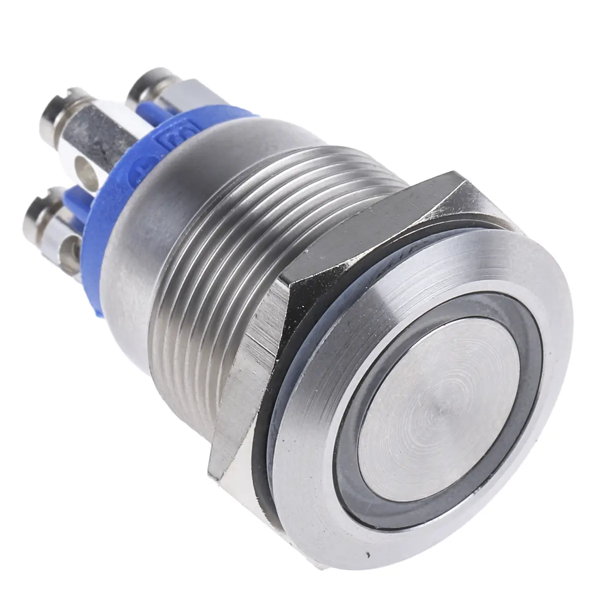 Produktfoto 1 von Bulgin MPI002 Druckschalter Blau Beleuchtet Tastend Panel Ø 19.2 mm, SPST / 50 mA 24 V dc, IP66
