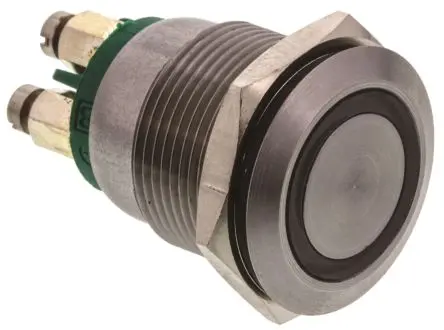 Produktfoto 1 von Bulgin MPI002 Druckschalter Grün Beleuchtet Tastend Panel Ø 19.2 mm, SPST / 50mA 24 V dc, IP40