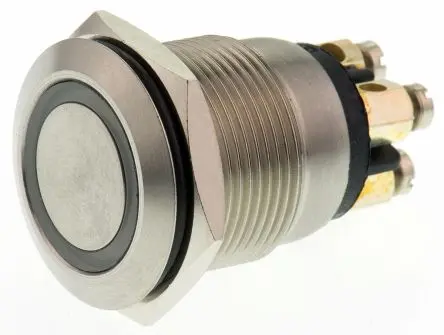 Produktfoto 1 von Bulgin MPI002 Druckschalter Grün, Rot Beleuchtet Tastend Panel Ø 19.2 mm, SPST / 50mA 24 V dc, IP66