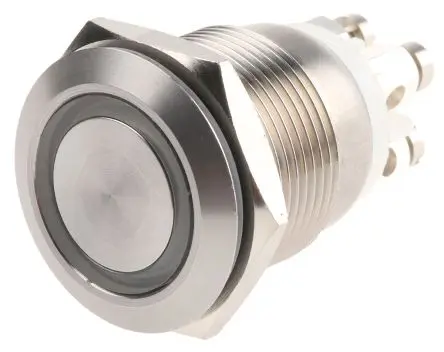 Produktfoto 1 von Bulgin MPI002 Druckschalter Weiß Beleuchtet Tastend Panel Ø 19.2 mm, SPST / 50mA 24 V dc, IP66