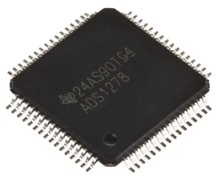 Produktfoto 1 von Texas Instruments 24 bit Audio-ADC 8, 144 ksps HTQFP, 64-Pin