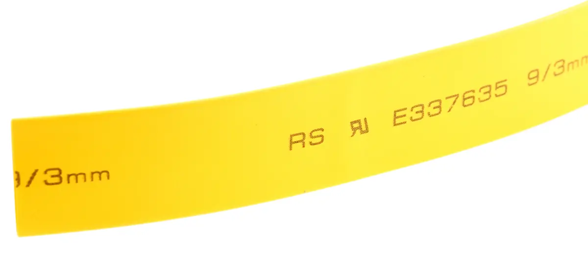 Produktfoto 1 von RS PRO RS PRO Wärmeschrumpfschlauch, Polyolefin Gelb, Ø 9 mm Schrumpfrate 3:1, Länge 5m
