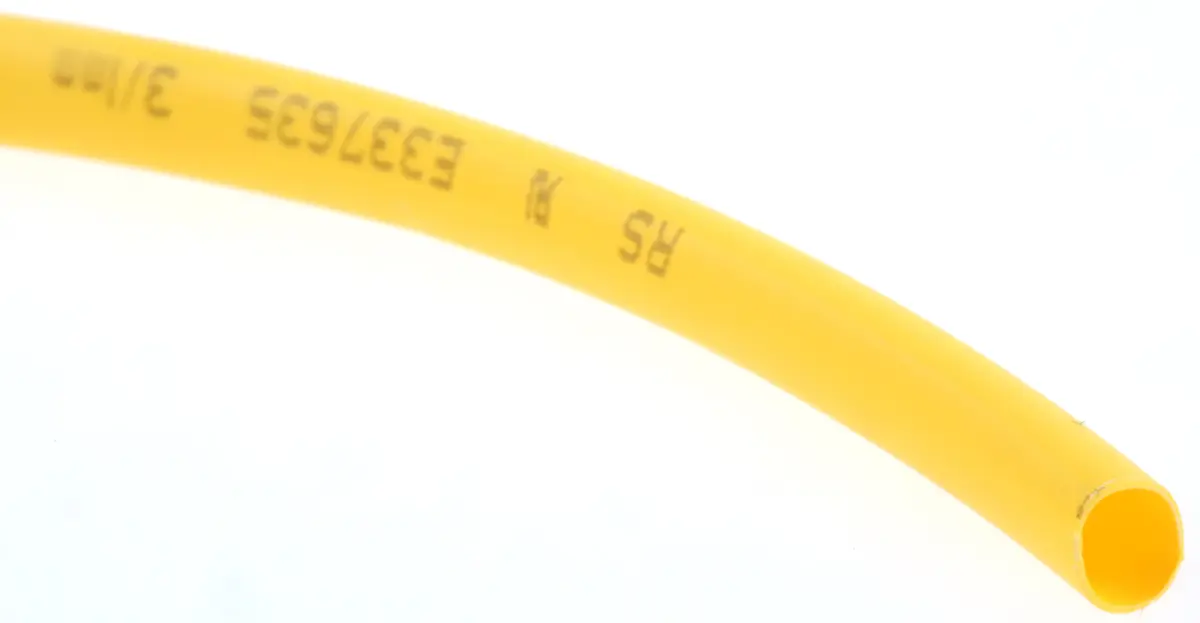 Produktfoto 1 von RS PRO RS PRO Wärmeschrumpfschlauch, Polyolefin Gelb, Ø 3 mm Schrumpfrate 3:1, Länge 10m