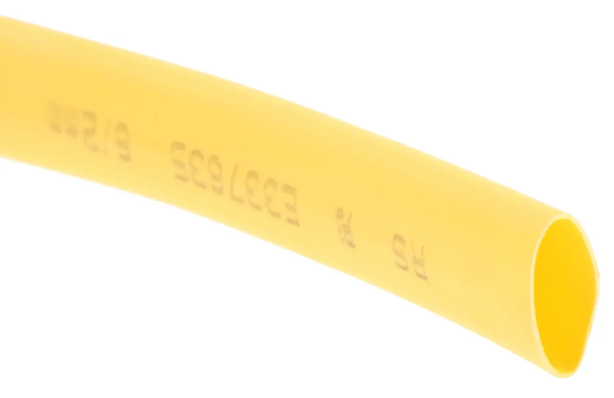Produktfoto 1 von RS PRO RS PRO Wärmeschrumpfschlauch, Polyolefin Gelb, Ø 6 mm Schrumpfrate 3:1, Länge 7m