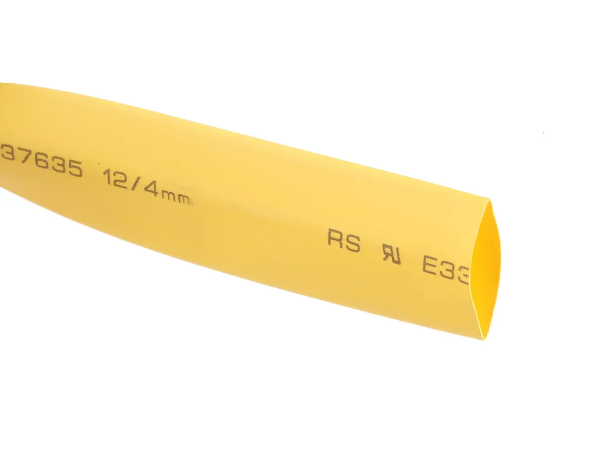 Produktfoto 1 von RS PRO RS PRO Wärmeschrumpfschlauch, Polyolefin Gelb, Ø 12 mm Schrumpfrate 3:1, Länge 4m