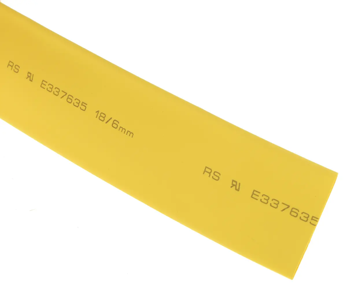 Produktfoto 1 von RS PRO RS PRO Wärmeschrumpfschlauch, Polyolefin Gelb, Ø 18 mm Schrumpfrate 3:1, Länge 3m