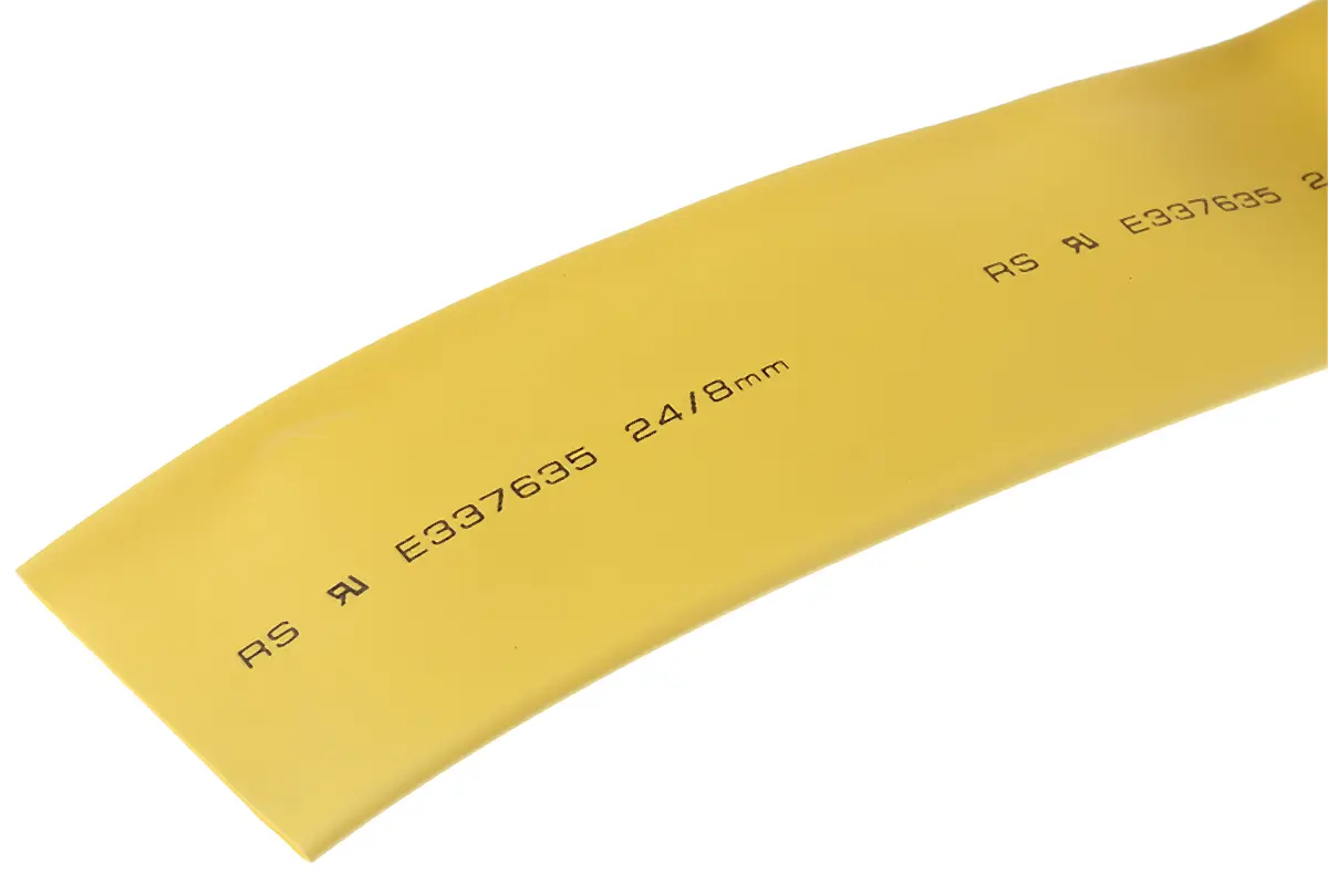 Produktfoto 1 von RS PRO RS PRO Wärmeschrumpfschlauch, Polyolefin Gelb, Ø 24 mm Schrumpfrate 3:1, Länge 3m