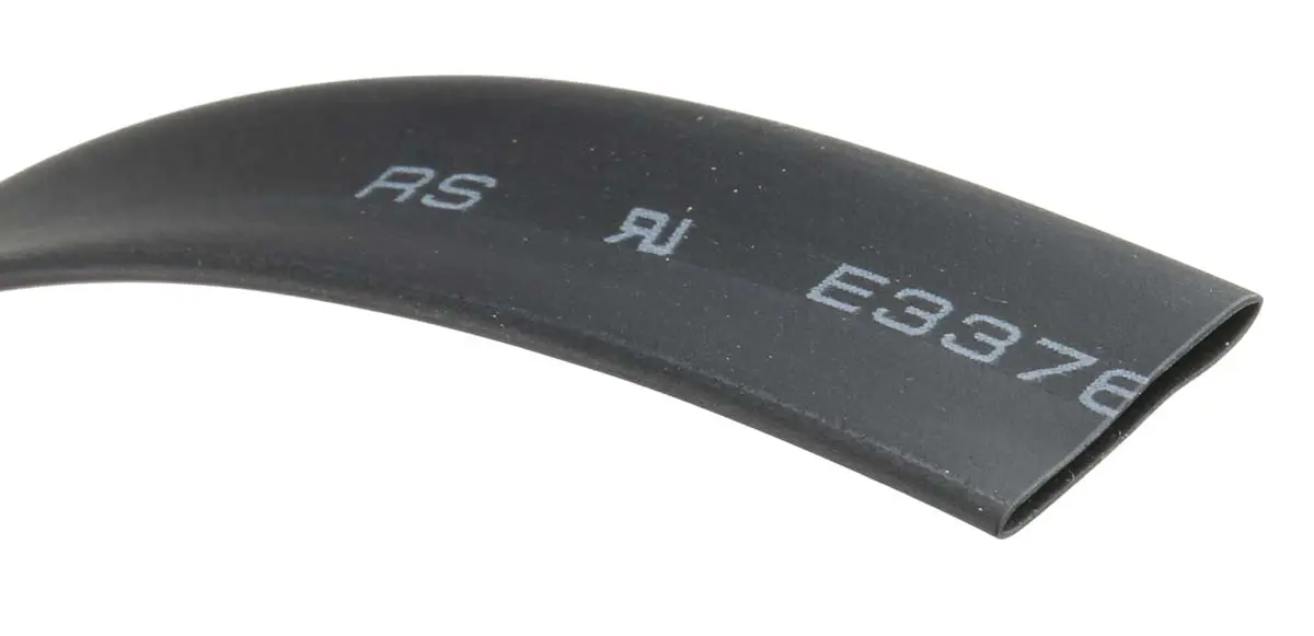 Produktfoto 1 von RS PRO RS PRO Wärmeschrumpfschlauch, Polyolefin Schwarz, Ø 9.5 mm Schrumpfrate 2:1, Länge 6m