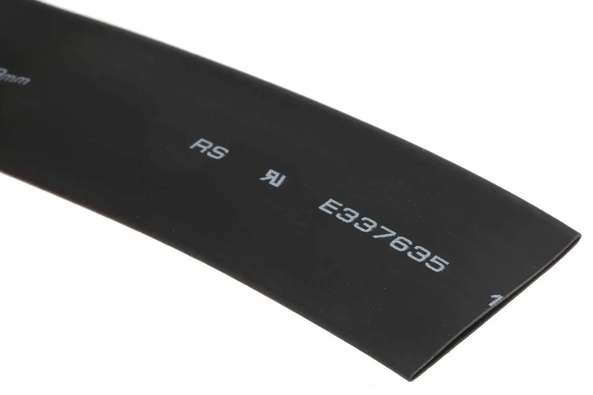 Produktfoto 1 von RS PRO RS PRO Wärmeschrumpfschlauch, Polyolefin Schwarz, Ø 19 mm Schrumpfrate 2:1, Länge 5m
