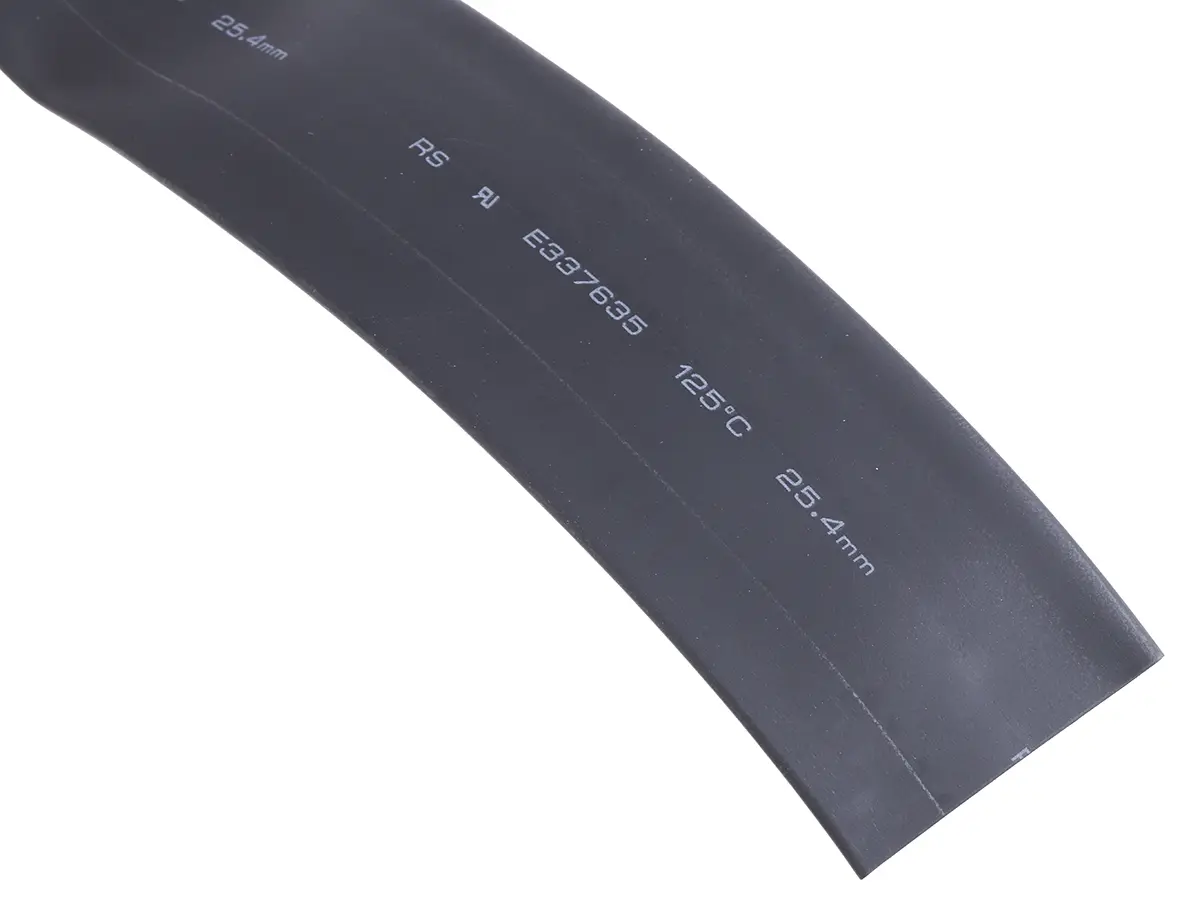 Produktfoto 1 von RS PRO RS PRO Wärmeschrumpfschlauch, Polyolefin Schwarz, Ø 25.4 mm Schrumpfrate 2:1, Länge 3m