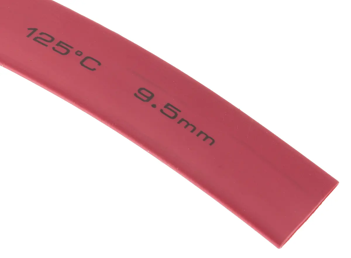 Produktfoto 1 von RS PRO Wärmeschrumpfschlauch, Polyolefin Rot, Ø 9.5 mm Schrumpfrate 2:1, Länge 6m
