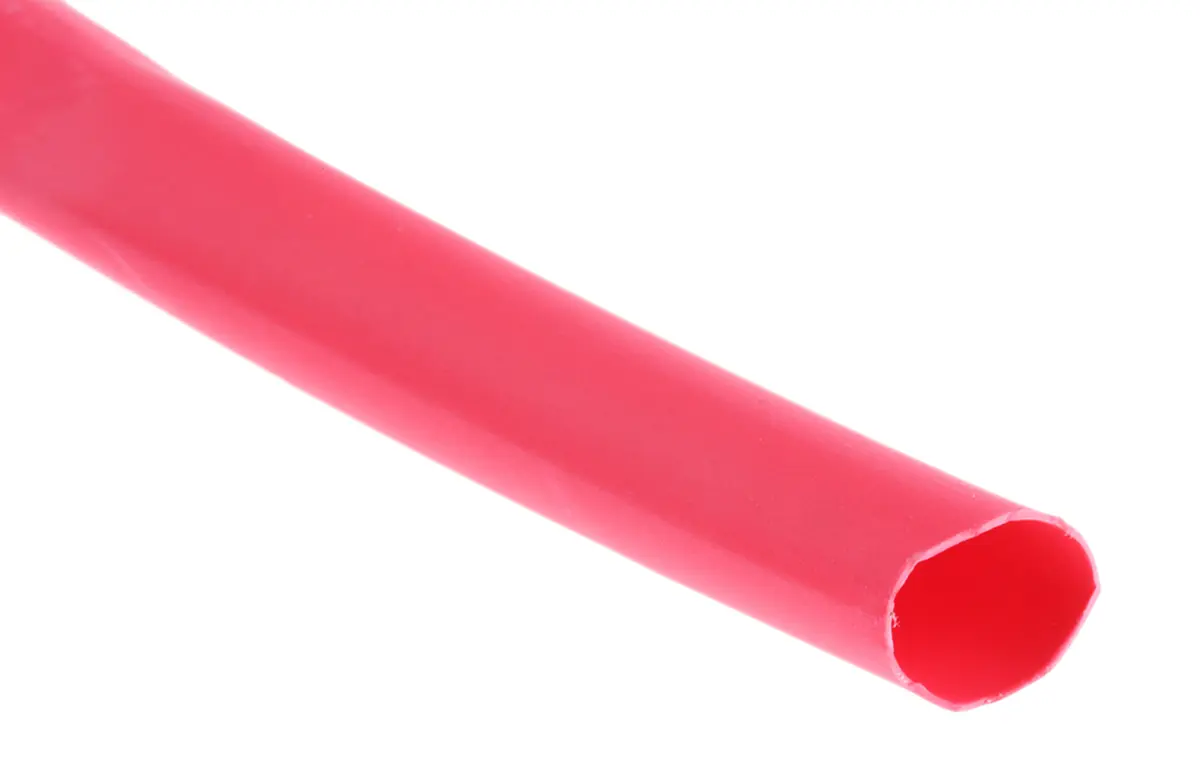 Produktfoto 1 von RS PRO Wärmeschrumpfschlauch, Polyolefin Rot, Ø 6.4 mm Schrumpfrate 2:1, Länge 8m