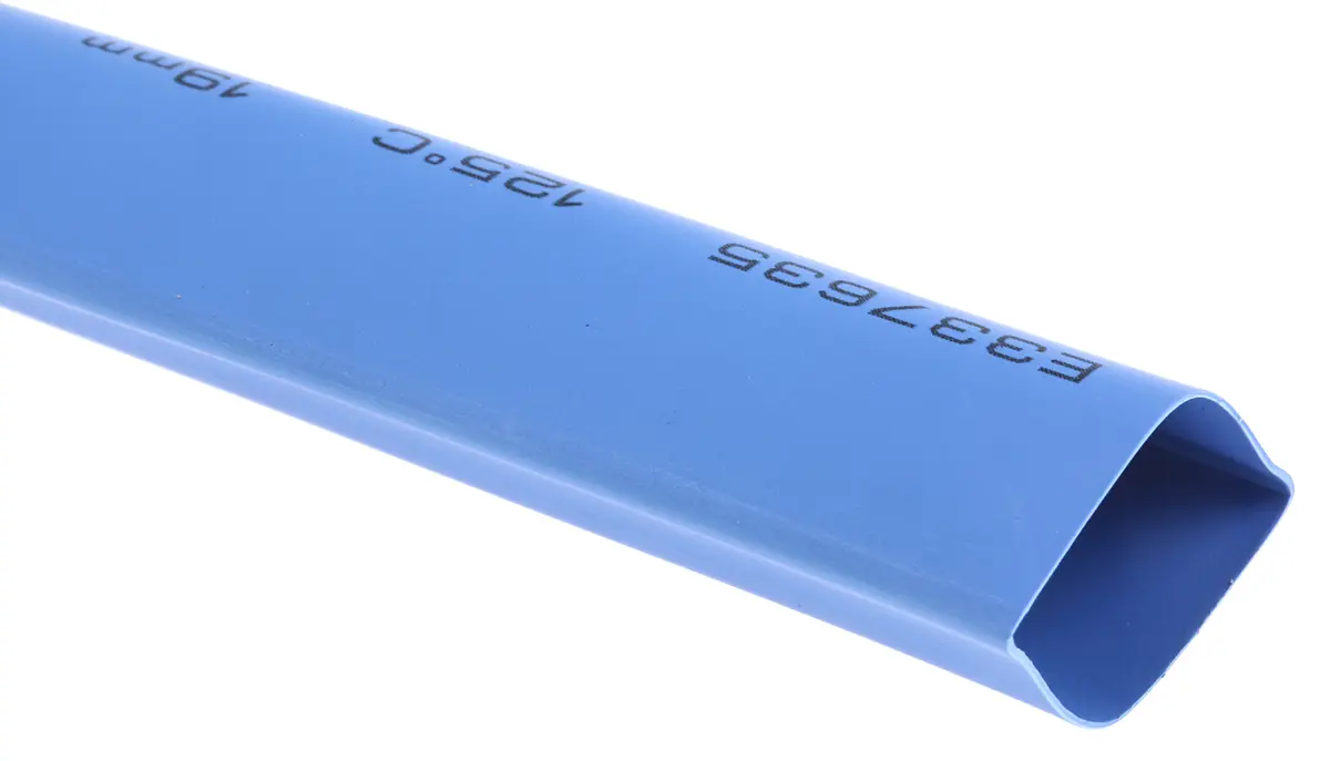 Produktfoto 1 von RS PRO RS PRO Wärmeschrumpfschlauch, Polyolefin Blau, Ø 9.5 mm Schrumpfrate 2:1, Länge 6m