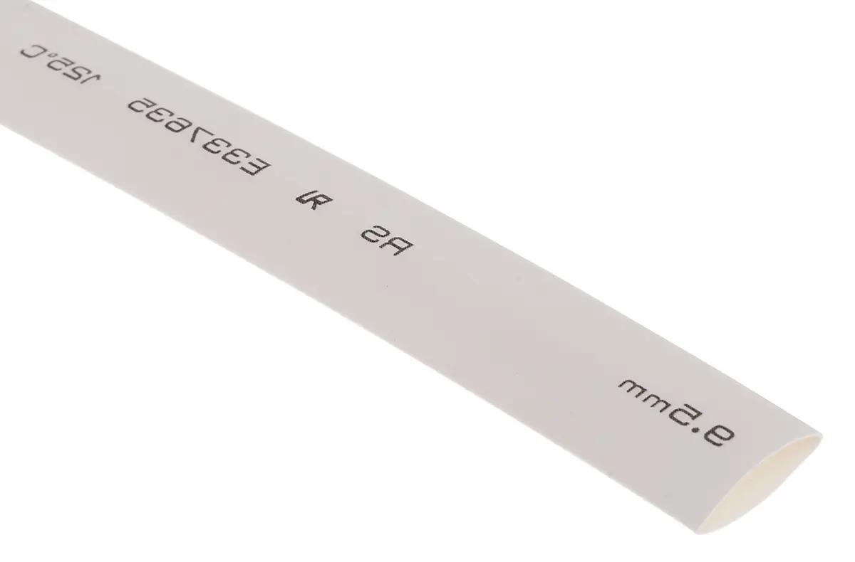Produktfoto 1 von RS PRO Wärmeschrumpfschlauch, Polyolefin Weiß, Ø 9.5 mm Schrumpfrate 2:1, Länge 6m