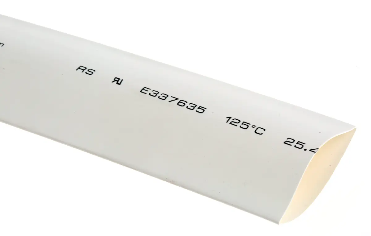 Produktfoto 1 von RS PRO RS PRO Wärmeschrumpfschlauch, Polyolefin Weiß, Ø 25.4 mm Schrumpfrate 2:1, Länge 3m