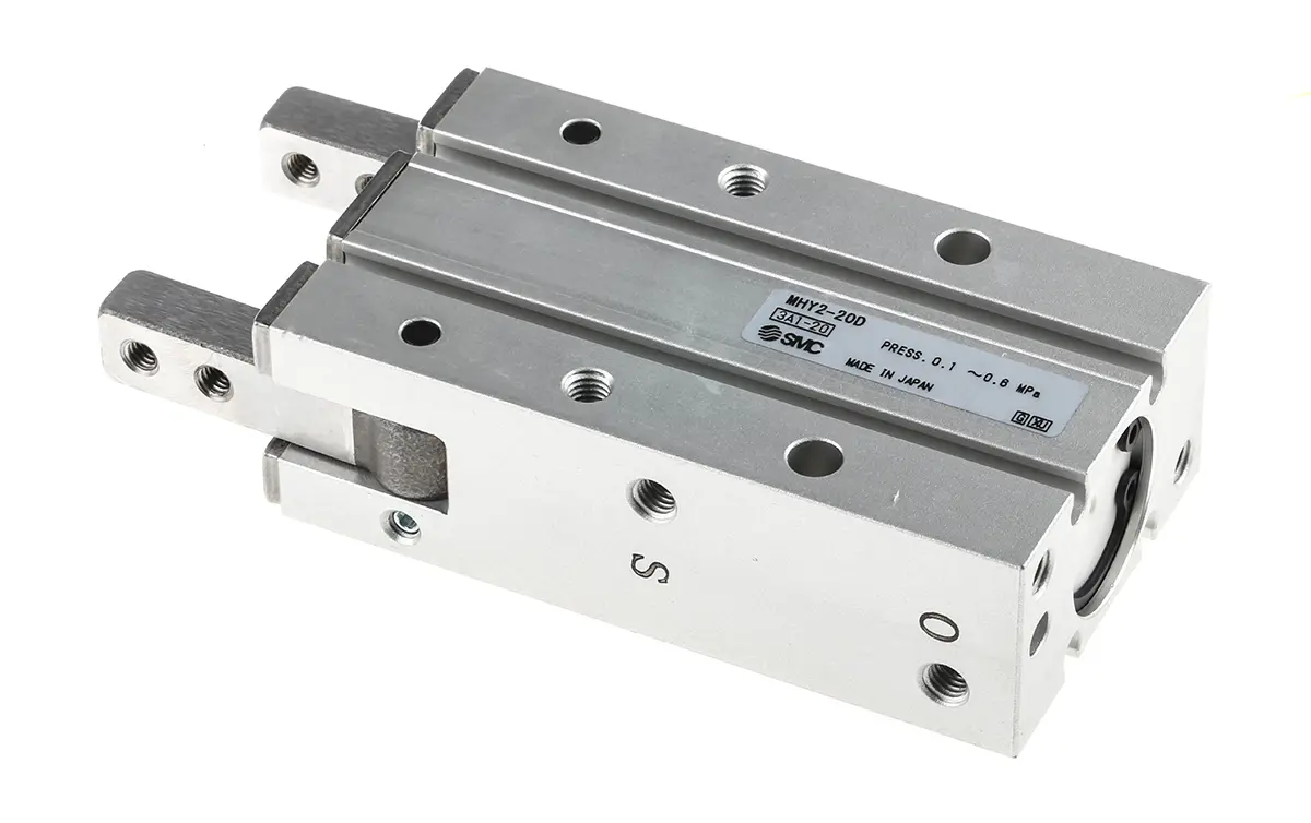 Produktfoto 1 von SMC MHY2 Pneumatikgreifer, Doppeltwirkend-Ausführung, 2 Greifarme, Winkel, 0.6 Mpa max. M5 x 0.8