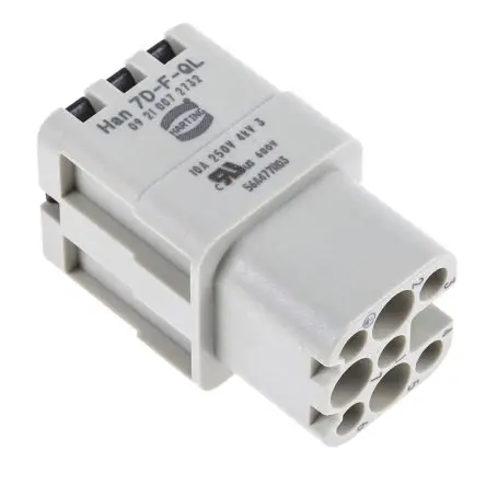 Produktfoto 1 von HARTING Han D Industrie-Steckverbinder Kontakteinsatz Buchse, 7-polig 10A, Kabel, Einsatz Quick Lock