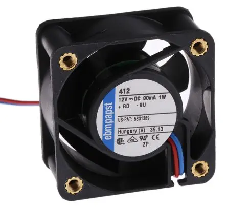 Produktfoto 1 von ebm-papst 400 Axiallüfter, Hülse, 12V dc / 900 mW 75 mA, 6000 U/min, 10 m³/h IP20 40 mm 40mm 20 mm