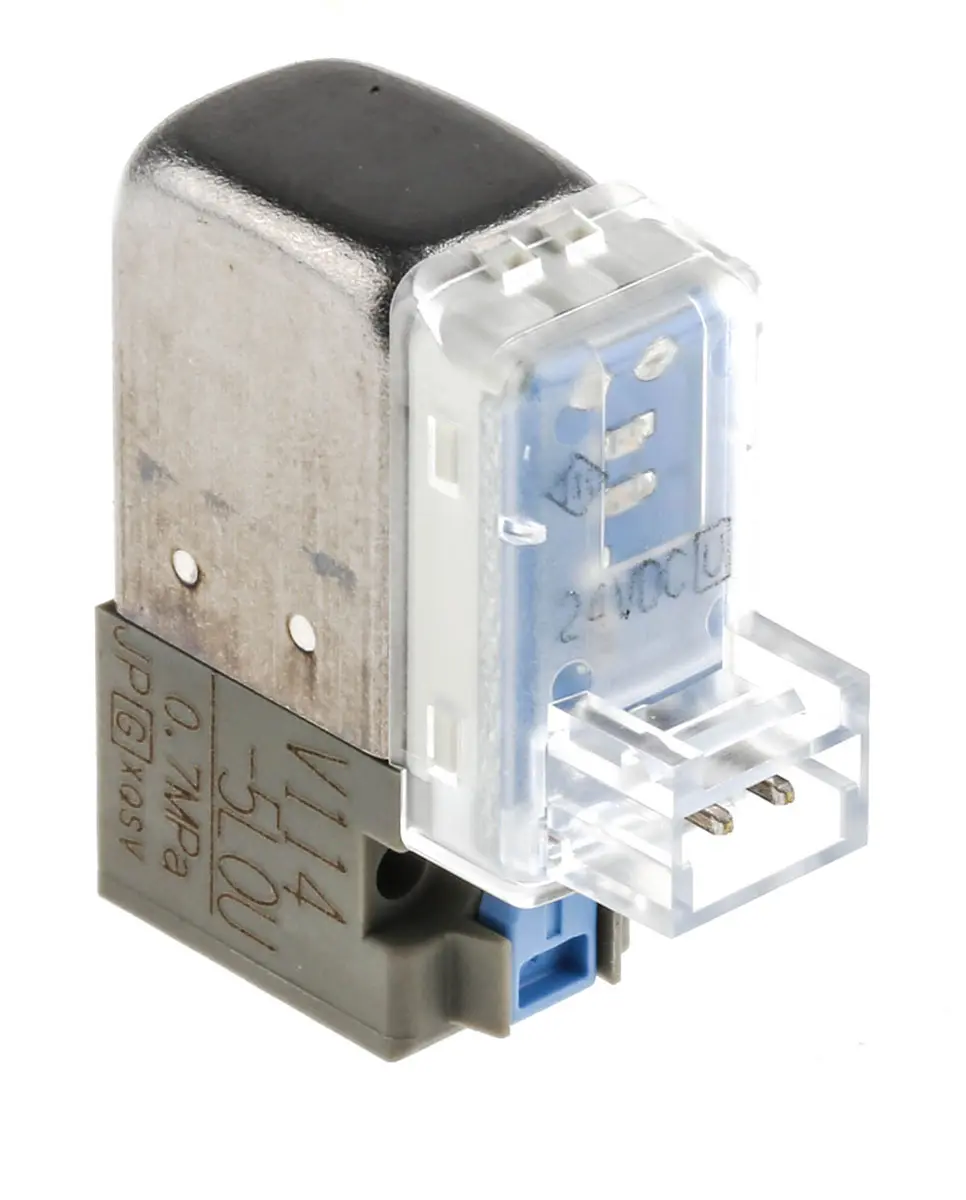 SMC V100 Pneumatik-Magnetventil 3/2 Oberflächenmontage M5 x 0,8, Feder/Magnet-betätigt 24V dc