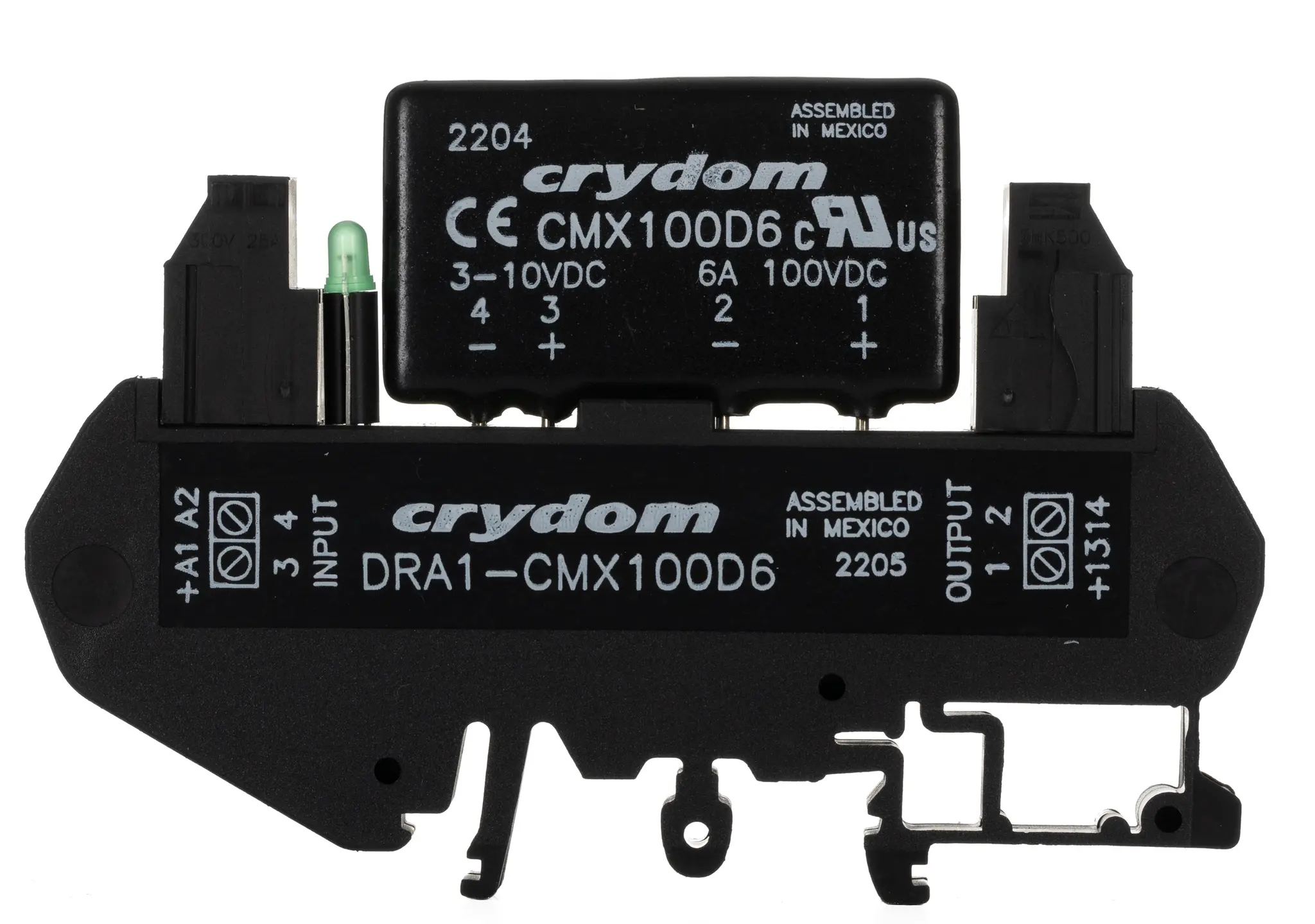 Produktfoto 1 von Sensata Crydom DRA Halbleiter-Interfacerelais, 6 A max., DIN-Schienen 3 Vdc min. 100 V dc max. / 10 V dc max. 15mA DC