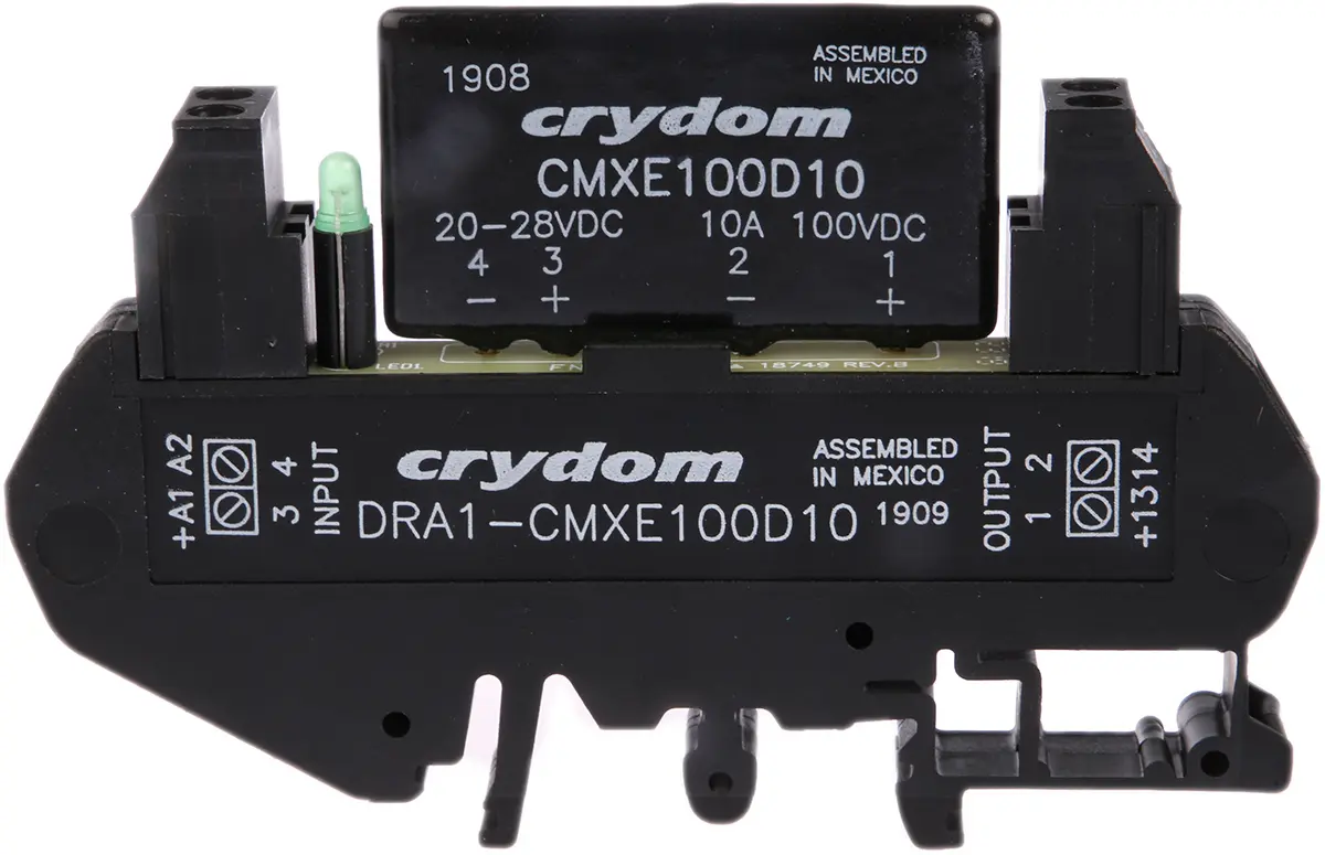 Produktfoto 1 von Sensata Crydom DRA Halbleiter-Interfacerelais, 8 A max., DIN-Schienen 20 Vdc min. 100 V dc max. / 28 V dc max. 12mA DC