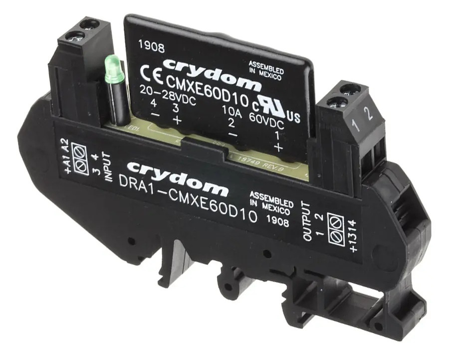 Produktfoto 1 von Sensata Crydom DRA1 CMX Halbleiter-Interfacerelais, 8 A max., DIN-Schienen 20 Vdc min. 60 V dc max. / 28 V dc max. DC