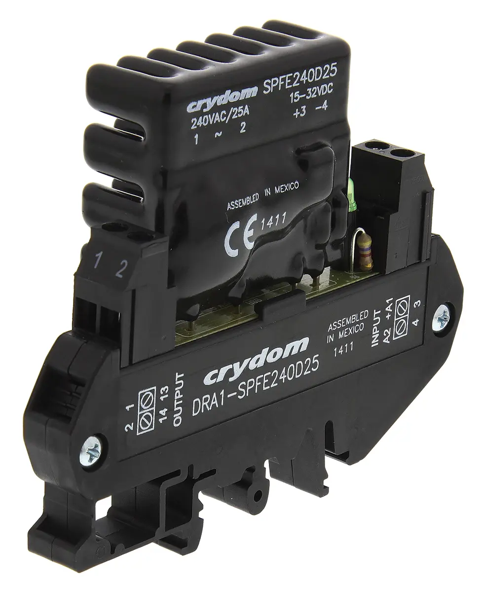 Produktfoto 1 von Sensata Crydom Halbleiter-Interfacerelais, 10 A Effektivwert max., DIN-Schienen 15 Vdc min. 280 Vac max. / 32 Vdc max.