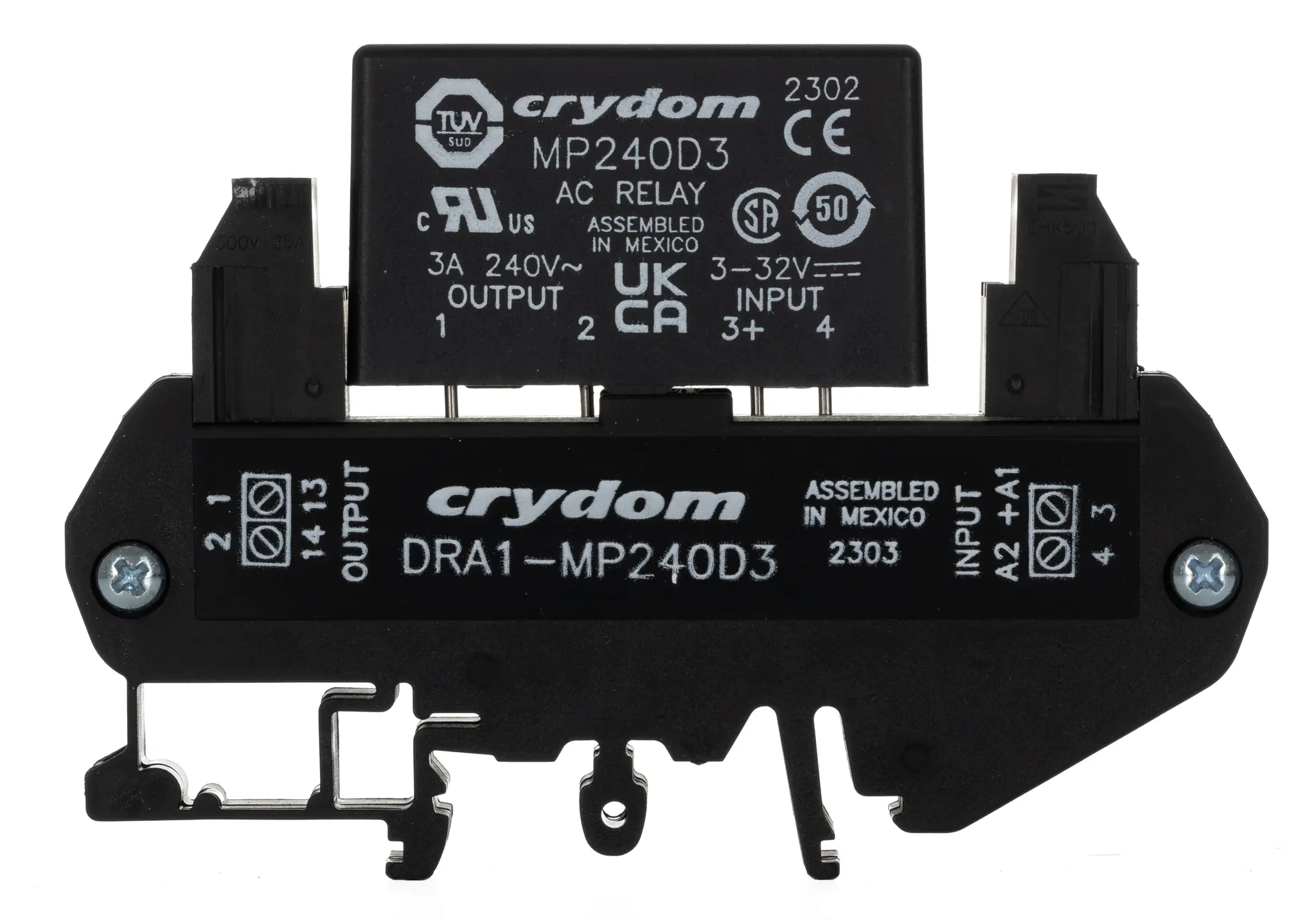 Produktfoto 1 von Sensata Crydom DRA Halbleiter-Interfacerelais, 3 Arms max., DIN-Schienen 3 Vdc min. 280 V max. / 32V max. 2.6mA