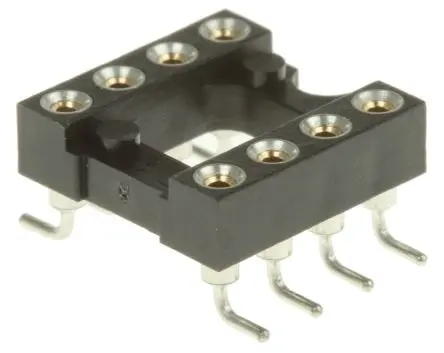 Produktfoto 1 von Preci-Dip 110 DIL-Sockel Vertikal, 8-Pin Oberfläche Gedreht Gold, Zinn, Raster 2.54 mm Raster Offene Bauform 1A