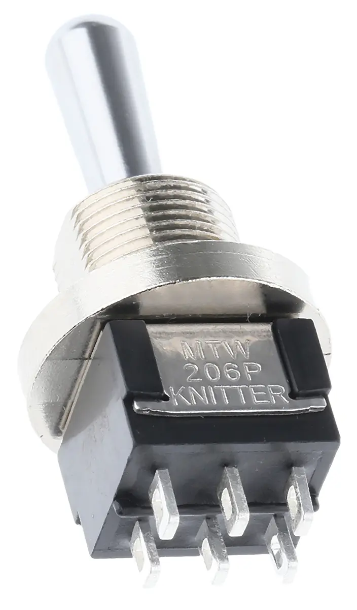 Produktfoto 1 von KNITTER-SWITCH Panel Kippschalter 2-poliger Wechsler, Ein-Aus-Ein, 30 V dc, 250 V ac, 4A, IP67, Lot