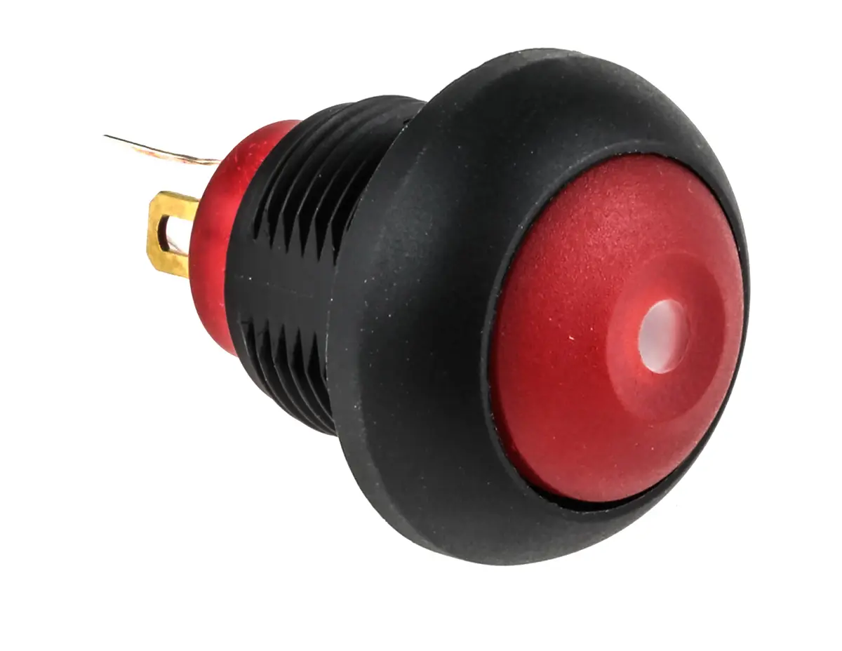 Produktfoto 1 von KNITTER-SWITCH DPWL Miniaturdruckschalter Rot Beleuchtet Tastend Panel Ø 12.9 mm, SPST / 400 mA 50 V dc 250 V ac, IP40