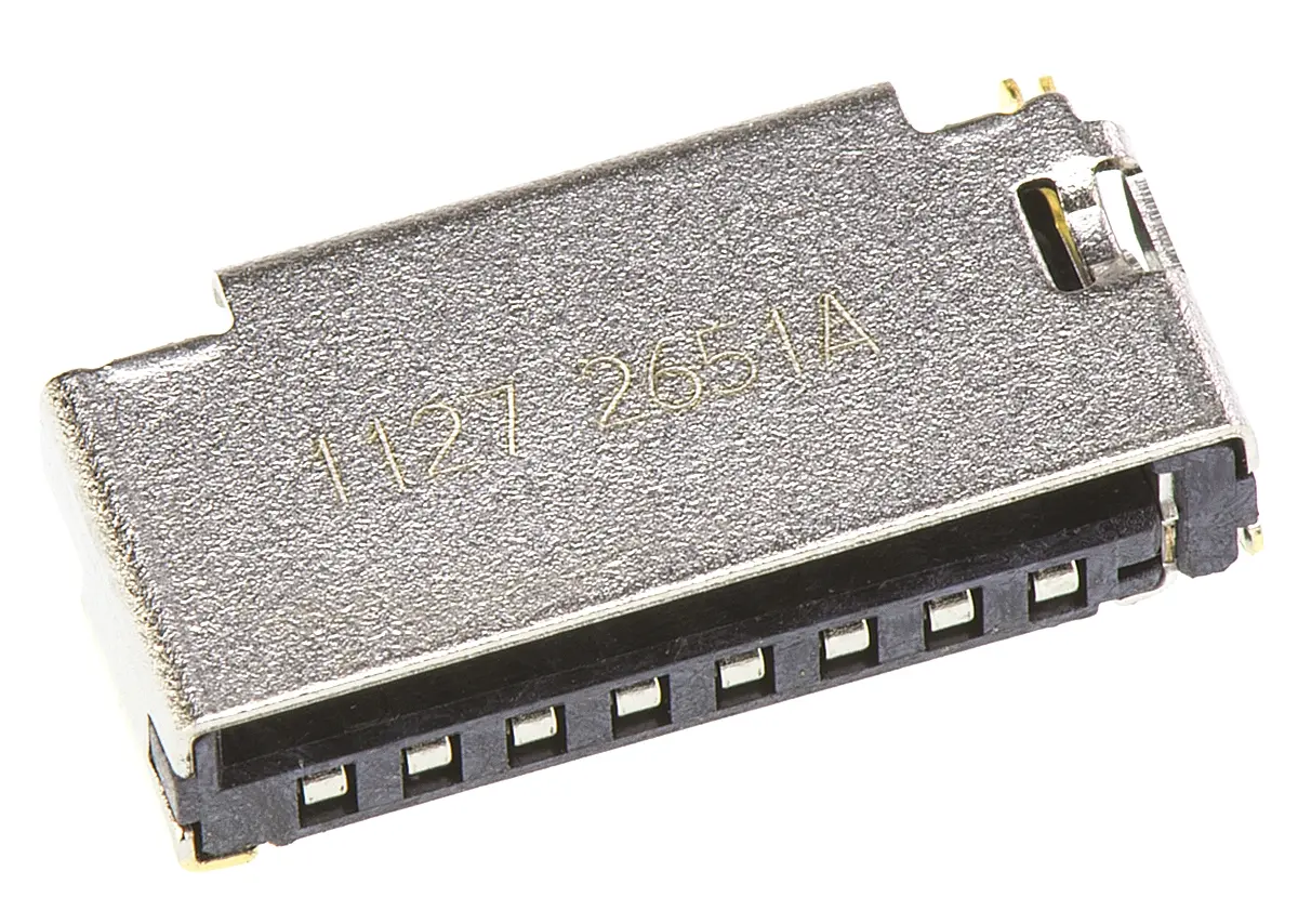 Produktfoto 1 von Molex 47309 MicroSD, gewinkelt Steckverbinder für Speicherkarten Buchse, 8-polig / 1-reihig Lot, Raster 1.1 mm,